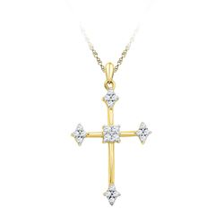 0.25 CTW Diamond Cross Pendant 10KT Yellow Gold - REF-24Y2X