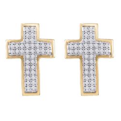 0.20 CTW Diamond Cross Earrings 10KT Yellow Gold - REF-19K4W