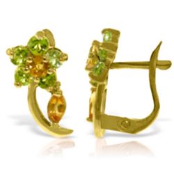 Genuine 1.72 ctw Citrine & Peridot Earrings Jewelry 14KT Rose Gold - REF-40P5H
