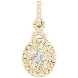 0.50 CTW Princess Diamond Soleil Cluster Pendant 14KT Yellow Gold - REF-56W2K