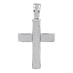 1.75 CTW Mens Diamond Roman Cross Charm Pendant 10KT White Gold - REF-127M4H