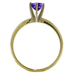 Genuine 0.65 ctw Amethyst Ring Jewelry 14KT White Gold - REF-26V9W
