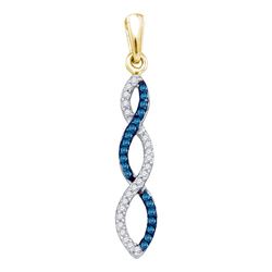 0.10 CTW Blue Color Diamond Infinity Journey Love Pendant 10KT Yellow Gold - REF-8N9F