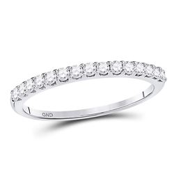 0.26 CTW Pave-set Diamond Single Row Wedding Ring 14KT White Gold - REF-22K4W