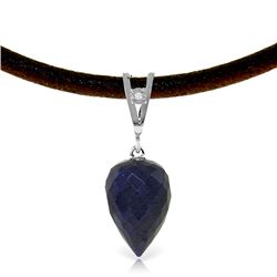 Genuine 13.01 ctw Sapphire & Diamond Necklace Jewelry 14KT White Gold - REF-42Y4F