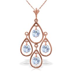 Genuine 1.20 ctw Aquamarine Necklace Jewelry 14KT Rose Gold - REF-34M3T