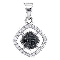 0.22 CTW Black Color Diamond Diagonal Square Pendant 10KT White Gold - REF-12H2M