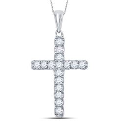 0.25 CTW Diamond Cross Faith Pendant 10KT White Gold - REF-18N2F