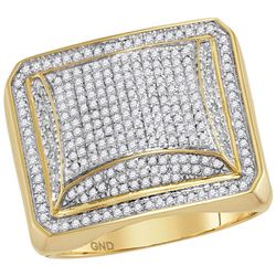 1 CTW Mens Diamond Domed Square Cluster Ring 10KT Yellow Gold - REF-67Y4X
