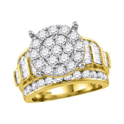 2.95 CTW Diamond Cluster Bridal Engagement Ring 10KT Yellow Gold - REF-224W9K