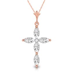 Genuine 1.23 ctw White Topaz & Diamond Necklace Jewelry 14KT Rose Gold - REF-30H3X