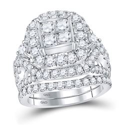 3.34 CTW Princess Diamond Cluster Bridal Engagement Ring 14KT White Gold - REF-359F9N