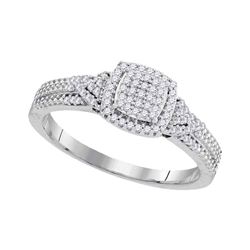 0.20 CTW Diamond Square Cluster Bridal Engagement Ring 10KT White Gold - REF-19H4M
