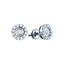 0.30 CTW Diamond Illusion-set Solitaire Stud Earrings 10KT White Gold - REF-22H4M