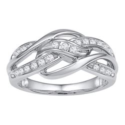 0.25 CTW Diamond Woven Knot Strand Ring 10KT White Gold - REF-37Y5X