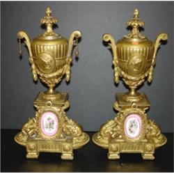 PR. OF BRASS MANTEL URNS