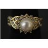 Image 2 : 14KT GOLD PEARL & DIAMOND RING