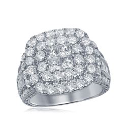 3.5 CTW Princess Diamond Soleil Cluster Bridal Engagement Ring 14KT White Gold - REF-330Y2X