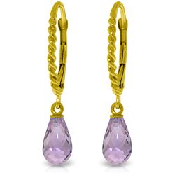 Genuine 3 ctw Amethyst Earrings Jewelry 14KT Yellow Gold - REF-24T3A
