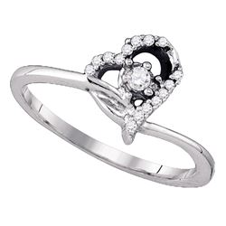 0.10 CTW Diamond Heart Promise Bridal Engagement Ring 10KT White Gold - REF-14H9M