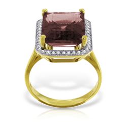 Genuine 7.7 ctw Garnet & Diamond Ring Jewelry 14KT Yellow Gold - REF-84V3W