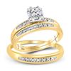 Image 1 : 0.10 CTW His & Hers Diamond Cluster Matching Bridal Ring 10KT Yellow Gold - REF-26X9Y