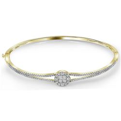 1 CTW Princess Diamond Soleil Bangle Bracelet 14KT Yellow Gold - REF-127Y4X