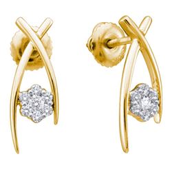 0.24 CTW Diamond Flower Screwback Stud Earrings 10KT Yellow Gold - REF-26N9F