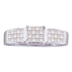 0.50 CTW Princess Diamond Cluster Bridal Engagement Ring 14KT White Gold - REF-30N2F