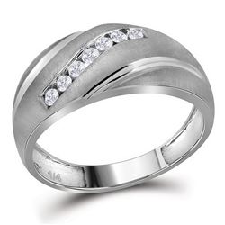 0.25 CTW Mens Channel-set Diamond Wedding Anniversary Ring 10KT White Gold - REF-24Y2X