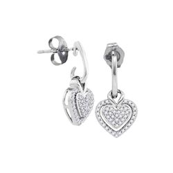 0.20 CTW Diamond Dangle Earrings 10KT White Gold - REF-22H4M