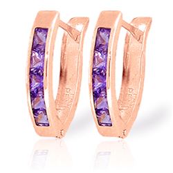 Genuine 0.85 ctw Amethyst Earrings Jewelry 14KT Rose Gold - REF-24P3H