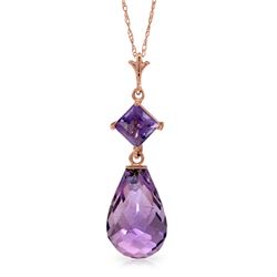 Genuine 5.5 ctw Amethyst Necklace Jewelry 14KT Rose Gold - REF-22X2M