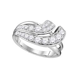 1 CTW Diamond Double Row Crossover Ring 14KT White Gold - REF-104Y9X