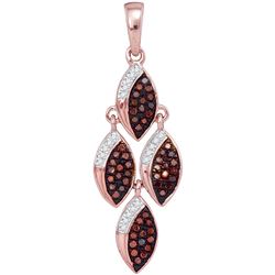 0.25 CTW Red Color Diamond Cascading Oval Pendant 10KT Rose Gold - REF-30N2F