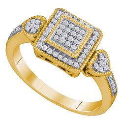 0.20 CTW Diamond Square Cluster Diamond Ring 10KT Yellow Gold - REF-24F2N