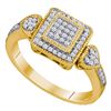 Image 1 : 0.20 CTW Diamond Square Cluster Diamond Ring 10KT Yellow Gold - REF-24F2N