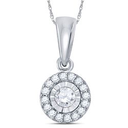 0.18 CTW Diamond Circle Solitaire Pendant 10KT White Gold - REF-14K9W