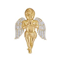0.85 CTW Mens Diamond Angel Cherub Charm Pendant 10KT Yellow Gold - REF-112H5M