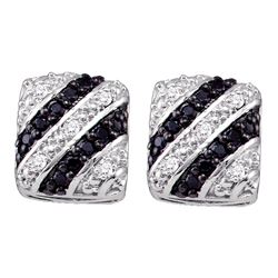 0.25 CTW Black Color Diamond Stud Screwback Earrings 10KT White Gold - REF-30M2H