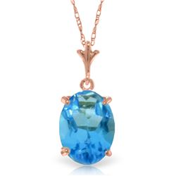Genuine 3.12 ctw Blue Topaz Necklace Jewelry 14KT Rose Gold - REF-22W2Y