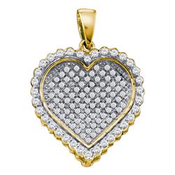 0.50 CTW Diamond Concave Heart Cluster Pendant 10KT Yellow Gold - REF-32F9N