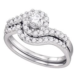 0.66 CTW Diamond Bridal Wedding Engagement Ring 14KT White Gold - REF-89K9W
