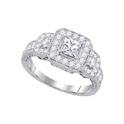 1.5 CTW Princess Diamond 3-stone Bridal Engagement Ring 14KT White Gold - REF-292K5W