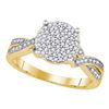 Image 1 : 0.28 CTW Diamond Circle Cluster Ring 10KT Yellow Gold - REF-24N2F