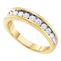 0.50 CTW Channel-Set Diamond 2-Tone Anniversary Ring 10KT Yellow Gold - REF-32F9N