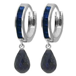 Genuine 7.8 ctw Sapphire Earrings Jewelry 14KT White Gold - REF-45T8A