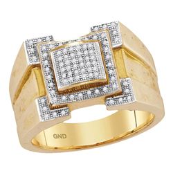 0.25 CTW Mens Diamond Square Cluster Ring 10KT Yellow Gold - REF-55M5H