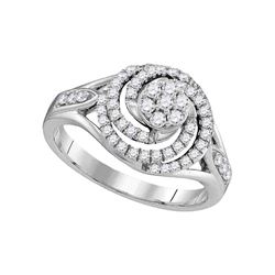 0.51 CTW Diamond Flower Swirl Ring 10KT White Gold - REF-59X9Y