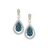Image 1 : 0.63 CTW Blue Color Diamond Teardrop Dangle Earrings 10KT Yellow Gold - REF-52M4H